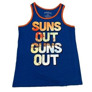 Fifth Sun Men's Tank Top Suns Out Guns Out Blue Orange Medium